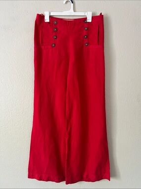 EUC DAUGHTERS OF THE LIBERATION Wide Leg Linen Pants Red Size 12